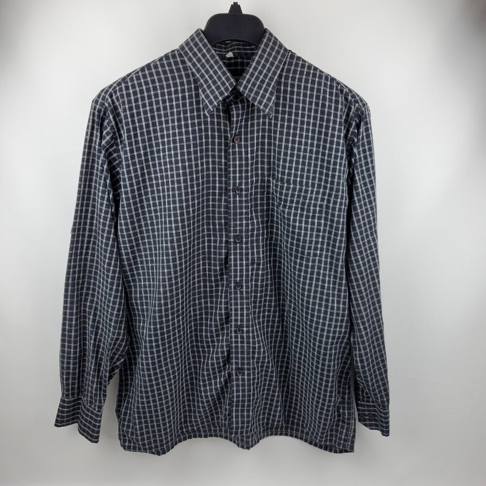 Helly Hansen Shirt Men Long Sleeve Button Up Front Pocket Casual Black White